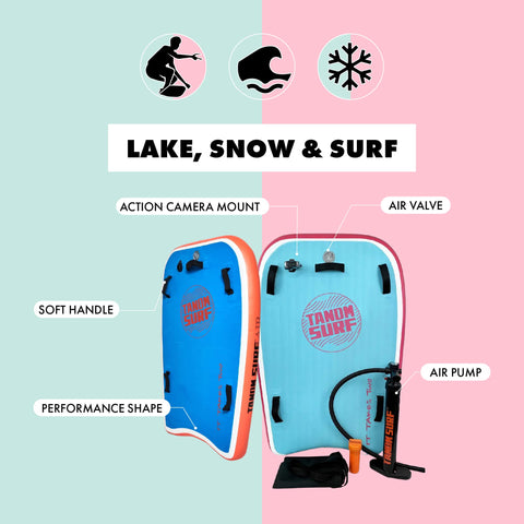 TANDM SURF Inflatable Tandem Bodyboard - 2 Person