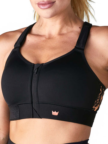 SHEFIT Flex Sports Bra, Medium Impact, Black, Large