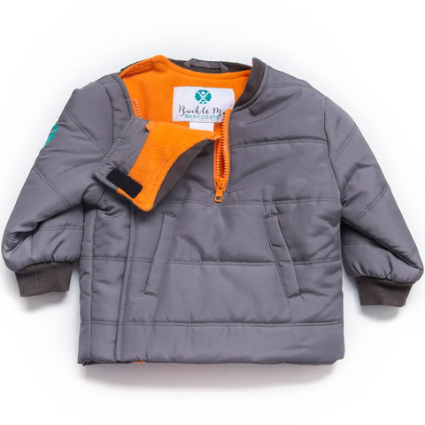Buckle Me Baby Coats - Safer Car Seat Winter Jacket - Grey Toasty - 18 Months