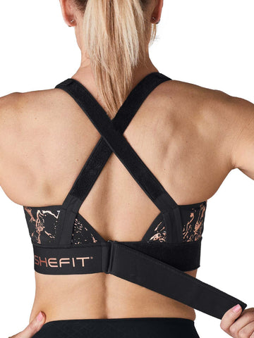 SHEFIT Flex Sports Bra, Medium Impact, Black, Large