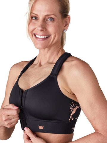 SHEFIT Flex Sports Bra, Medium Impact, Black, Large
