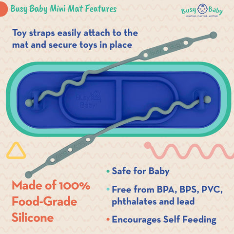 BUSY BABY MAT - Mini Suction Placemat with Adjustable Tethers - Pewter