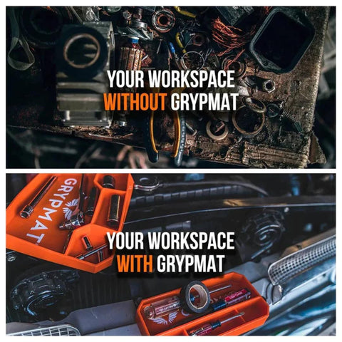 Grypmat Plus Silicone Tool Tray - Non-Slip, Flexible - Trio Pack Orange