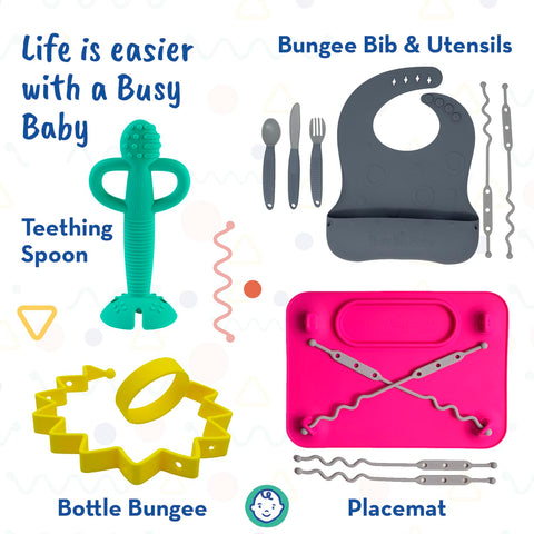 BUSY BABY Silicone Placemat - Built-in Suction Cups - Spearmint