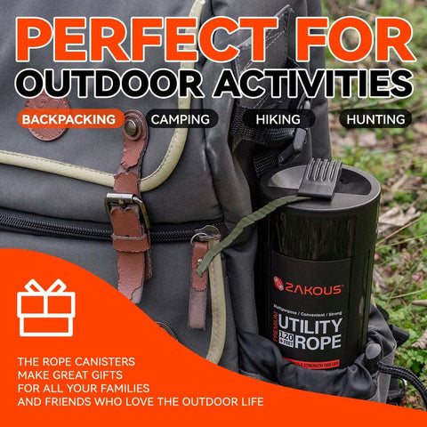 Zakous All Purpose Utility Rope Canister - 120 Feet 1100lb