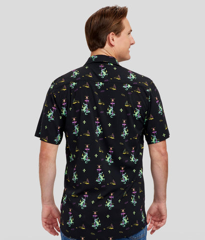 Tipsy Elves Mens Bourbon St Gator Black Shirt, Large