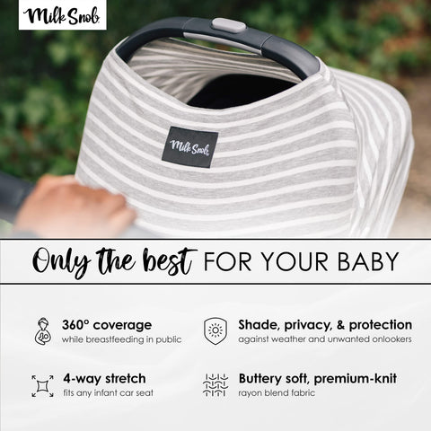 Milk Snob Original 5-in-1 Cover - Heather Gray Stripe