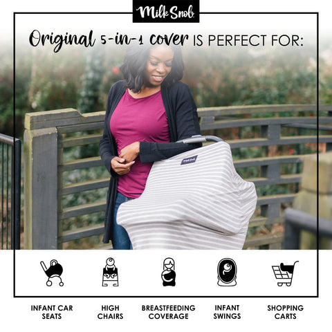 Milk Snob Original 5-in-1 Cover - Heather Gray Stripe