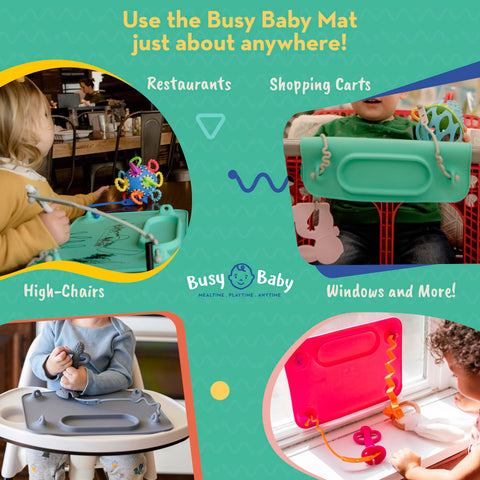 BUSY BABY Silicone Placemat - Built-in Suction Cups - Spearmint