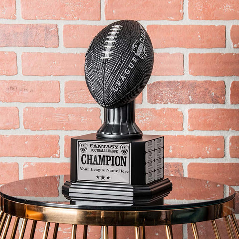 TrophySmack Perpetual Fantasy Football Trophy - Customizable (Black)