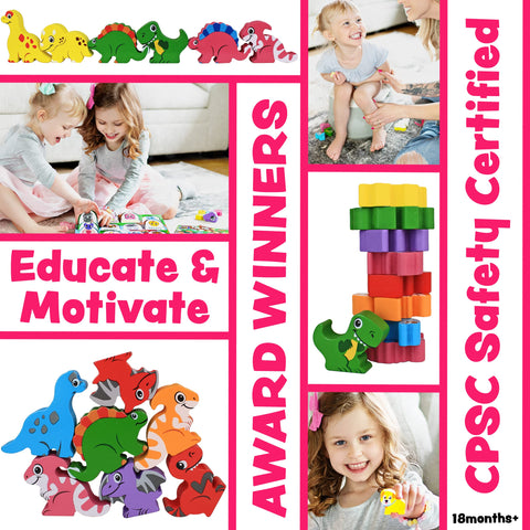 LIL ADVENTS Potty Time Adventures - Dinosaurs - 14 Wooden Blocks