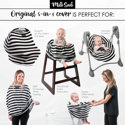 Milk Snob Original 5-in-1 Cover - Heather Gray Stripe