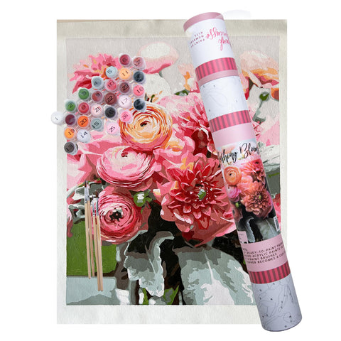 Pink Picasso Botanical Floral Paint by Number (Blushing Bloom)