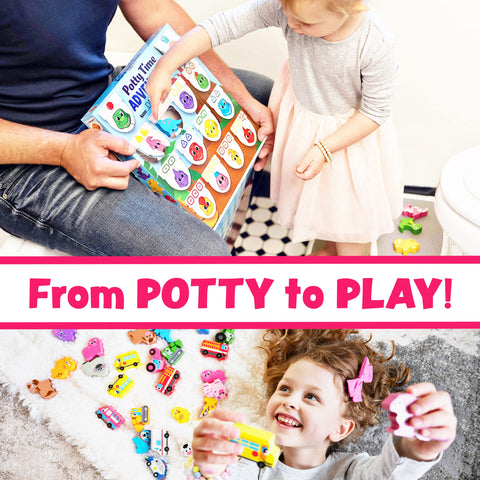 LIL ADVENTS Potty Time Adventures - Dinosaurs - 14 Wooden Blocks