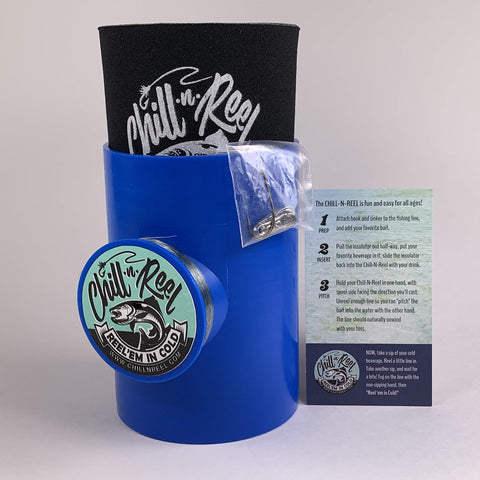 Chill-N-Reel Can Cooler, Blue Classic