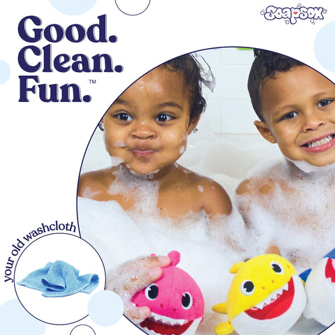 SoapSox Kids Bath Sponge 3pcs Baby Shark, Machine Washable