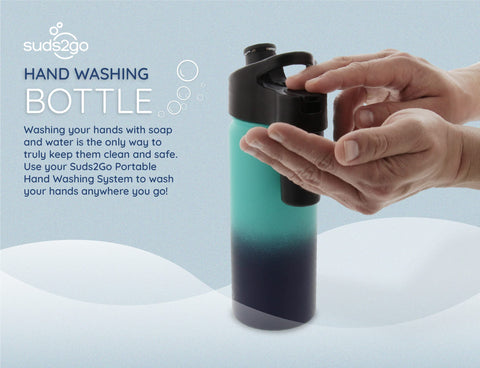 Suds2Go Stainless Steel Water Bottle and Hand Wash System - 20oz - Ocean Ombre